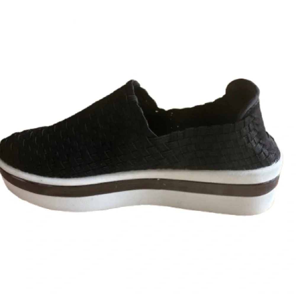 Steve Madden Black Woven Platform Slip-Ons